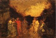 Adolphe-Joseph Monticelli Twilight Promenade in a Park oil painting